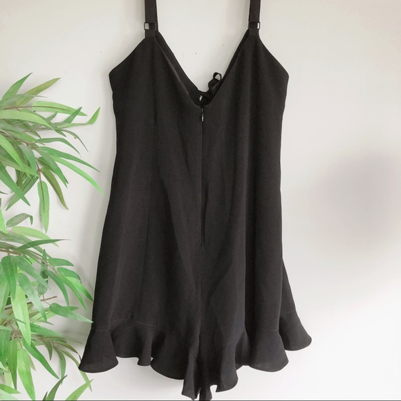 Cinq à Sept Audrey Ruffle Romper Black - Picture 8 of 13
